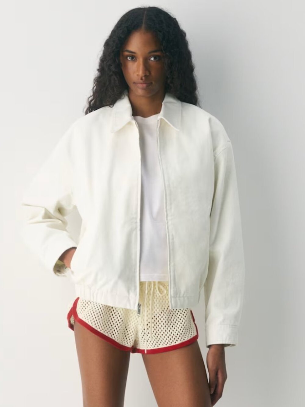 Aritzia Caddie Blouson Jacket Light Birch TNA size L LIKE NEW